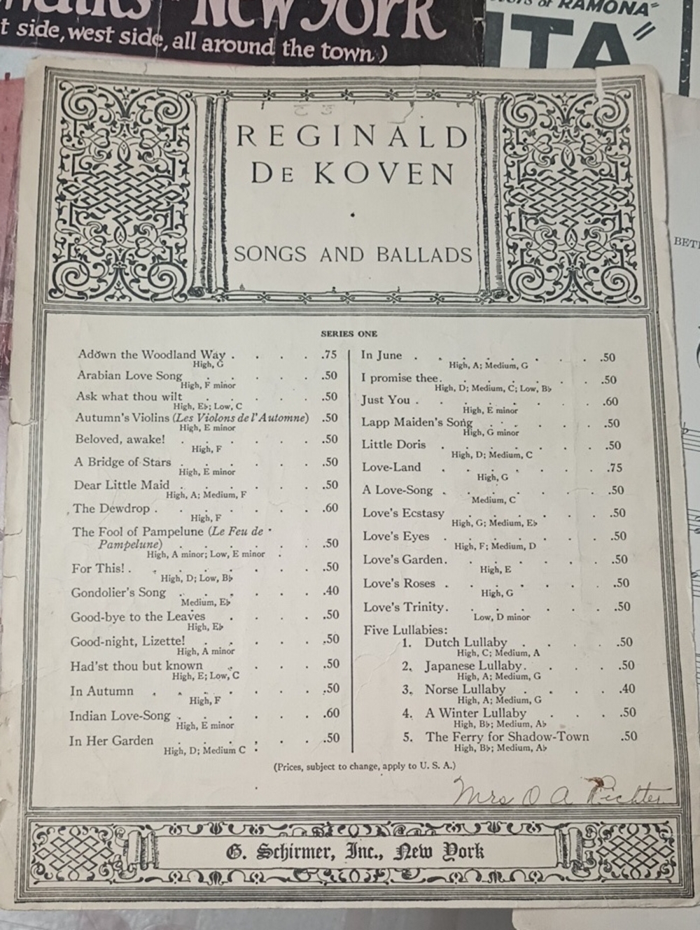 Various Sheet Music Covvers And Music For Mia To Look At
